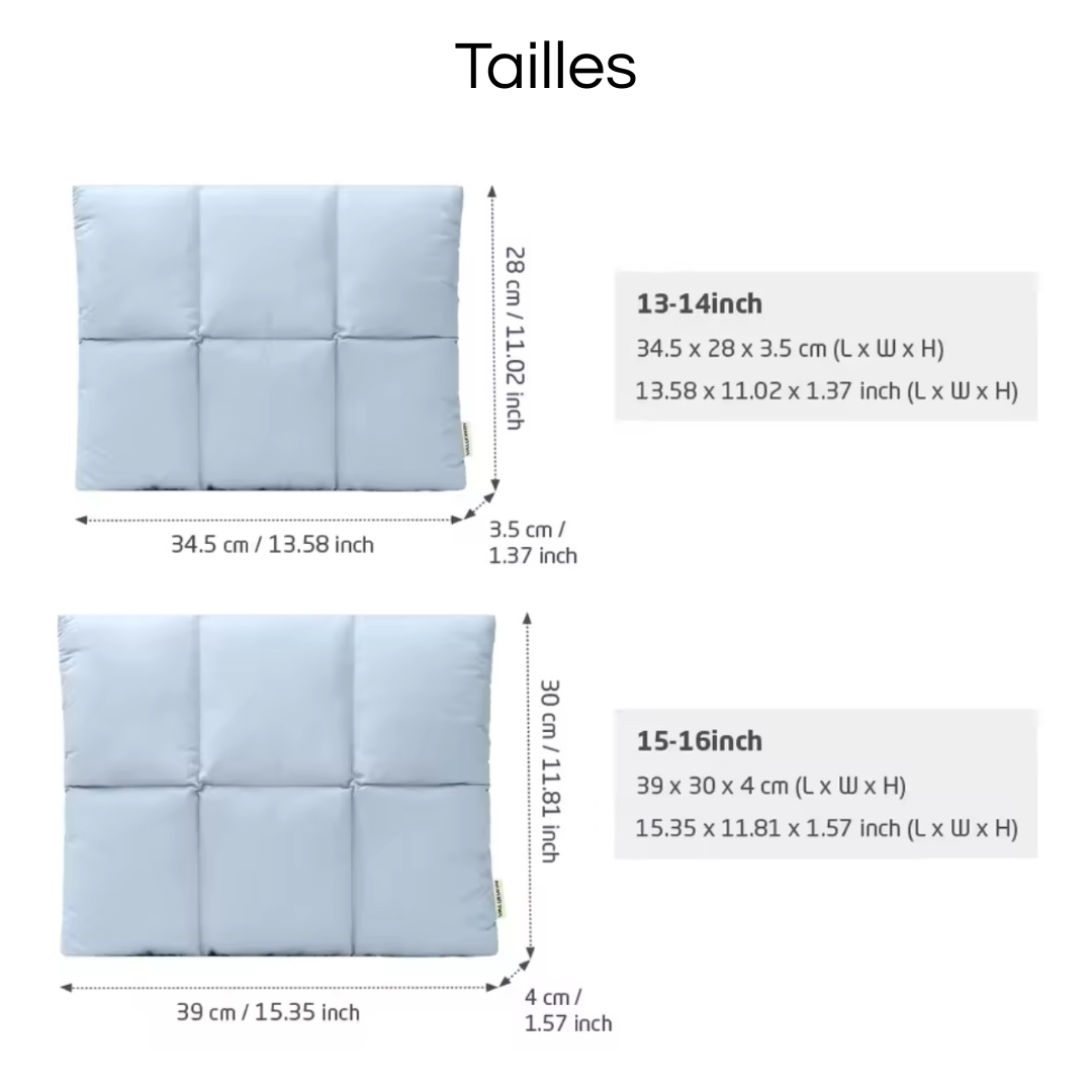 Pochette d'ordinateur à fermeture magnétique Noire